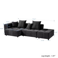 VOXHOME Ensemble de canapés modulaires sectionnels noirs, compressés sous vide, pour salon, appartement, villa nordique, 3, 4, 5, 6, 7, 8 places