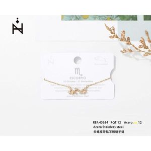 Bracciale in Acciaio Inossidabile con Diamanti Segno Scorpione 12mm Gioielli Zodiacali - Product Image 1