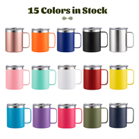 Logo personnalisé 12oz double couche en acier inoxydable, gobelet isolé sous vide, tasses à café avec poignée