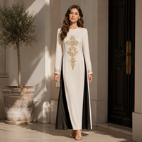 Robe Abaya Dubaï pour femmes, design marocain modeste et magnifique, perles, ensemble 2 pièces, Jalabiya avec châle à volants en mousseline de soie de qualité supérieure