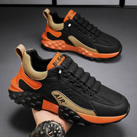 Vente en gros de baskets polyvalentes en cuir PU imperméable pour hommes, à blocs de couleur, pour toutes les occasions, chaussures décontractées en cuir PU pour hommes
