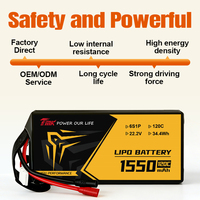Batterie LiPo 22,2V 1550mAh 6S 120C à décharge élevée pour drone de course FPV et quadricoptère RC Freestyle