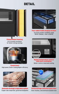 Коммерческая однотемпературная горизонтальная морозильная стойка для хранения, большая емкость, островной шкаф, холодильник для супермаркетов - Product Image 6