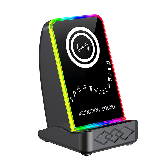 Newest Wireless Induction Play Mobile Phone Stand 15W Wireless Charging Bluetooth Speaker