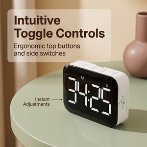 Minuteur numérique LED grand écran ABS avec dos magnétique, 3 niveaux de volume, alarme visuelle, <span class=keywords><strong>chronomètre</strong></span> pour cuisine et salle de classe, OEM - Product Image 3