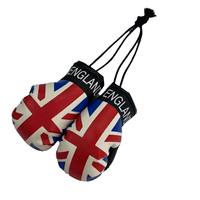 Porte-clés mini-gants de boxe drapeau américain en PU imprimé UV, durables, format compact 10x6cm, pour décoration de rétroviseur de voiture