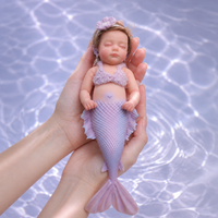 Poupée Bébé Reborn en Silicone de 12 Pouces avec Queue de Sirène, Yeux Fermés, Couleur Lilas Violet, Poupée Nouveau-né pour Jeu d'Imitation
