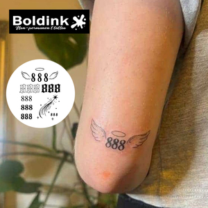 <span class=keywords><strong>Tatuaggio</strong></span> Semipermanente Boldink Black Angel Number 888 Shooting Star per Mani e Corpo, Impermeabile, Lunga Durata 2 Settimane, a Base di Succo Jagua - Product Image 3