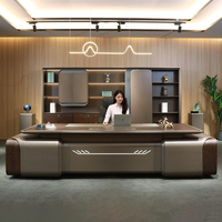 Ensemble de bureau de direction en forme de L moderne de luxe poste de travail en bois avec panneau table de mobilier de bureau