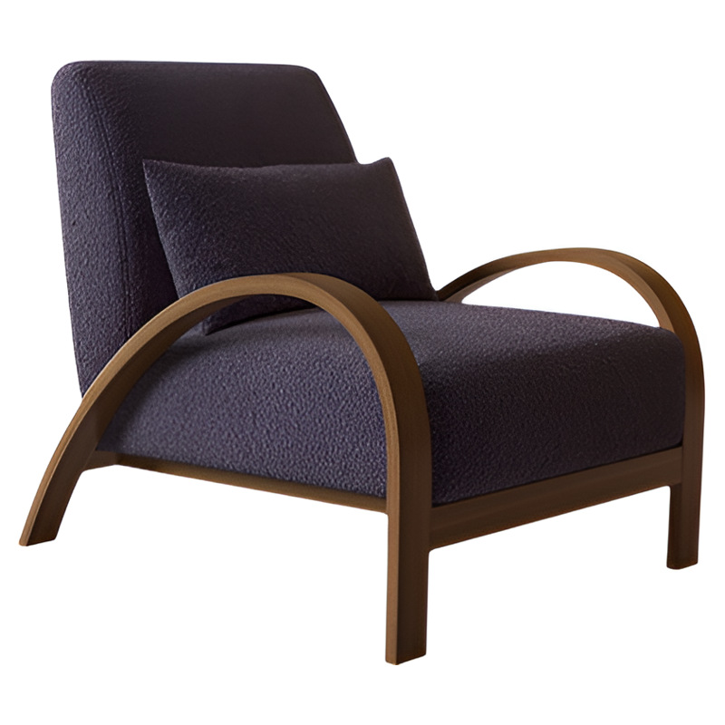 Fauteuil individuel [Velours particules noir et bleu, transfert grain de bois]