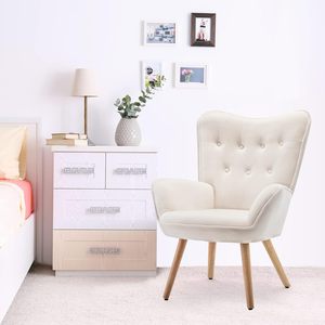 Chaise de loisirs confortable en velours beige avec repose-pieds salon lecture Accent <span class=keywords><strong>fauteuil</strong></span> lounge pour chambre meubles de maison - Product Image 2