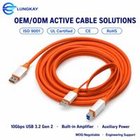 Câble d'imprimante LUNGKAY USB 3.0 A vers B 10 Gbit/s avec puce amplificatrice et alimentation auxiliaire pour imprimantes industrielles, KVM, imprimantes 3D