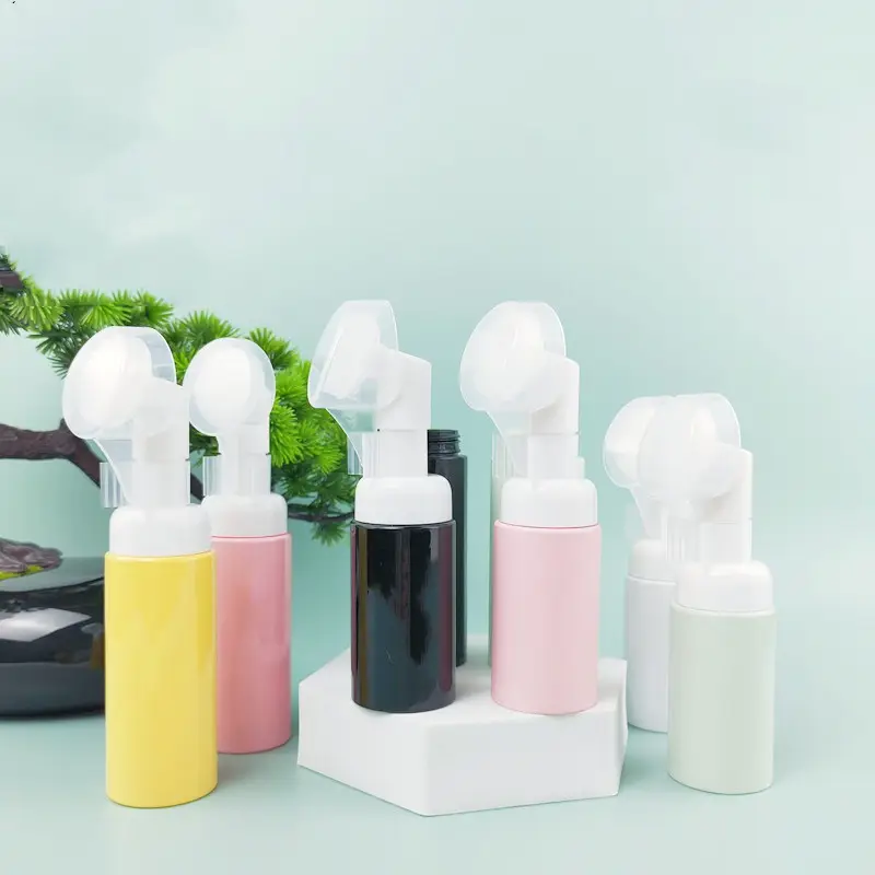 Dispenser di plastica colore personalizzato ciglia bottiglie di schiuma di sapone trasparente pompa bottiglia di Shampoo per ciglia con pennello in Silicone