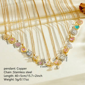 Collana da Donna con Ciondolo a Cuore in Zircone Colorato, <span class=keywords><strong>Serie</strong></span> Variety <span class=keywords><strong>Love</strong></span>, in Acciaio Inossidabile Placcato Oro 18K, per Feste - Product Image 2