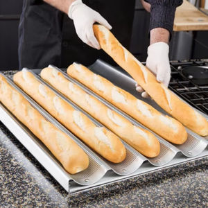 מחבת לחמניה אלומיניום 60 x40 ס "מ ומגש באגט 5 חריץ שקית לחם צרפתית - Product Image 1