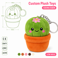 Porte-clés en peluche cactus en coton personnalisé, vente en gros, plante en peluche douce en pot, OEM ODM, mignon pour cadeau d'enfant, certifié CE EN71 ASTM