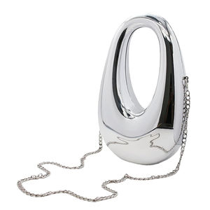 Women's Acrylic Evening <b>Clutch</b> <b>Bag</b> Egg Shape Glitter Chain <b>Strap</b> Fashion Vintage Wedding Party Handbag MASDB One Size - Product Image 3