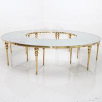 Fauteuils Serpentine et Tables de Mariage Rondes de Luxe en Verre Blanc Personnalisés en Gros pour Événements