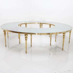 Sedie a Serpentina e Tavoli da Matrimonio Rotondi di Lusso in <span class=keywords><strong>Vetro</strong></span> Bianco Personalizzati all'Ingrosso per Hotel ed Eventi - Product Image 2