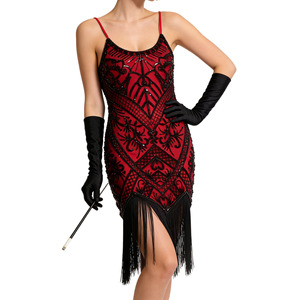 Robe de soirée élégante et ajustée, style <span class=keywords><strong>Gatsby</strong></span> des années 1920, robe de bal rétro, costume de scène, robe à franges et sequins, grande taille, robe pour <span class=keywords><strong>femme</strong></span> - Product Image 4