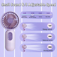 Mini ventilateur portable noir rechargeable par USB, alimenté par batterie, pour voiture et usage extérieur
