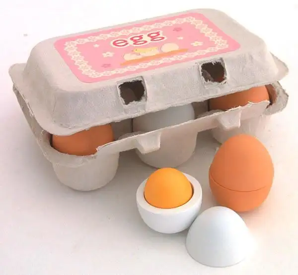 6pcs/set Simulation Eggs Wooden Toy Kids Wood Eggs Toys Set Children Early Education Montessori Toys