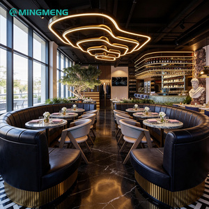 Light luxury restaurant booth seating Custom cafe furniture set Marble <b>top</b> cafe <b>tables</b> Chairs for restaurant sofa set - Product Image 4