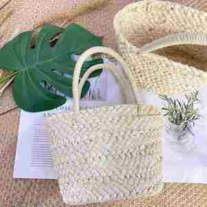 Bolso de Mano Tipo Cesta Pequeño, Moderno y Bonito, Estilo Fotográfico, Mini Bolso Casual de Verano, Bolso de Paja Natural para Mujer, Playa - Product Image 3