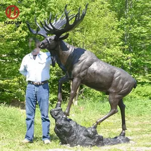 Life Size Vivid Bronze Metal Animal Elk Sculpture for Hunting Ground Decoration