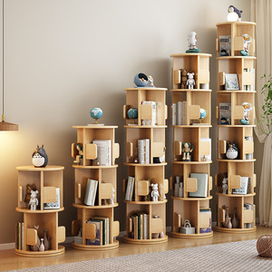 Libreria angolare moderna in legno massello per bambini con ripiani girevoli, mobile multifunzionale da soggiorno - Product Image 3