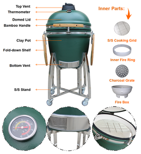 Auplex Parrilla Kamado <span class=keywords><strong>de</strong></span> Cerámica <span class=keywords><strong>de</strong></span> 21 Pulgadas, Ahumador <span class=keywords><strong>de</strong></span> Carbón para <span class=keywords><strong>Exteriores</strong></span>, Horno <span class=keywords><strong>de</strong></span> Barbacoa con Estantes Laterales para Cocinar en el Jardín y Fiestas - Product Image 6