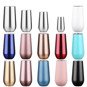 Biểu Tượng Tùy Chỉnh Đôi Tường Thép Không Gỉ Cách Điện Sáo Kim Loại Rose Gold Stemless Rượu Vang Tumblers Với Uống Cách Nhiệt - Product Image 3