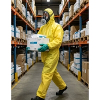 Combinaison de protection chimique intégrale de qualité industrielle avec masque : Protection de type 1 durable pour la manipulation de produits chimiques extrêmes