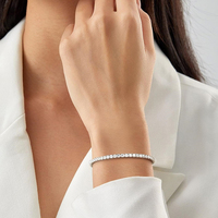 Bracelet tennis haute brillance plaqué, élégant, avec diamants de laboratoire, bijoux de mode pour femme, bracelet jonc étincelant plaqué élégant