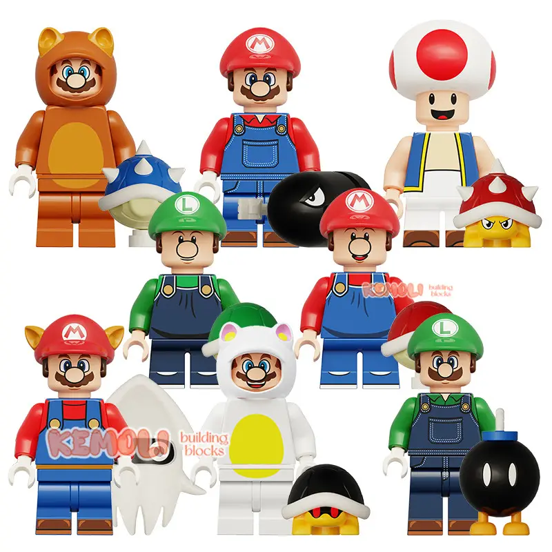 KDL815 Game Cartoon Super Mario Kinopio Luigi Yoshi Bros Mini Bricks Assemble Building Block Figure Kids Plastic Toy Juguete