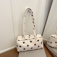 Sac à bandoulière Boston pour femmes, sac à main en nylon souple, petit sac zippé imprimé, double poignée, style vintage, pour le travail quotidien et le shopping