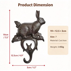 Großhandel Rustikale Gusseisen-Hirschhaken Wandmontierte Vintage Schwerlasthaken zum Aufhängen von Mantel, Hut, Schlüsseln, Tasche - Product Image 5