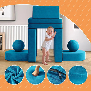 Blocs de construction en mousse pour enfants, canapé à assembler, jouets éducatifs en mousse haute compression à rebond rapide, bleu paon - Product Image 1