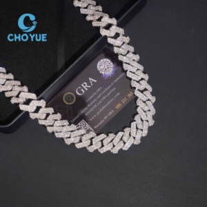 ลดราคาพิเศษ สร้อยคอเงินแท้ S925 ขนาด 18 มม. แบบ Cuban Link 2 แถว ประดับเพชรโมอิสซาไนต์ สไตล์ฮิปฮอป เครื่องประดับคุณภาพสูง สร้อยคอผู้ชาย ผ่านการทดสอบเพชร GRA - Product Image 3