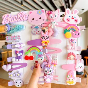 New Fashion Popular Trend plastic Cartoon Children's Hair Accessories 14 Piece/Set Hair Clip Hot Sale Kids Hairpin Decoration