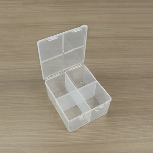Transparent Four Compartment Plastic Storage <b>Box</b> 12.6x14x7.5cm With Lid For Cotton Swabs <b>Makeup</b> Pads Toys Fishing Gear Tools - Product Image 4