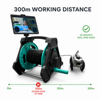 Robot de Inspección de Tuberías, Cámara de Drenaje CCTV, 4K HD, 300m de Distancia, Cámaras Delanteras y Traseras Giratorias y Elevables, IP68, Software con Informe de IA