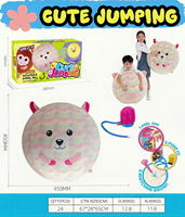 Ballon sauteur gonflable ours mignon 45 cm avec housse en peluche pour enfants, jouet rebondissant avec pompe manuelle pour activités intérieures et extérieures