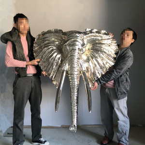 Scultura di Testa di <span class=keywords><strong>Elefante</strong></span> Realistica Personalizzata in Resina da Appendere, per Decorazione Artistica e da Collezione per Interni ed Esterni - Product Image 2