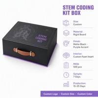 Caja Rígida Personalizada con Asa de Cuero e Inserto de Espuma, Kit de Codificación Robótica STEM, Caja de Regalo Educativa, Negro Mate OEM ODM