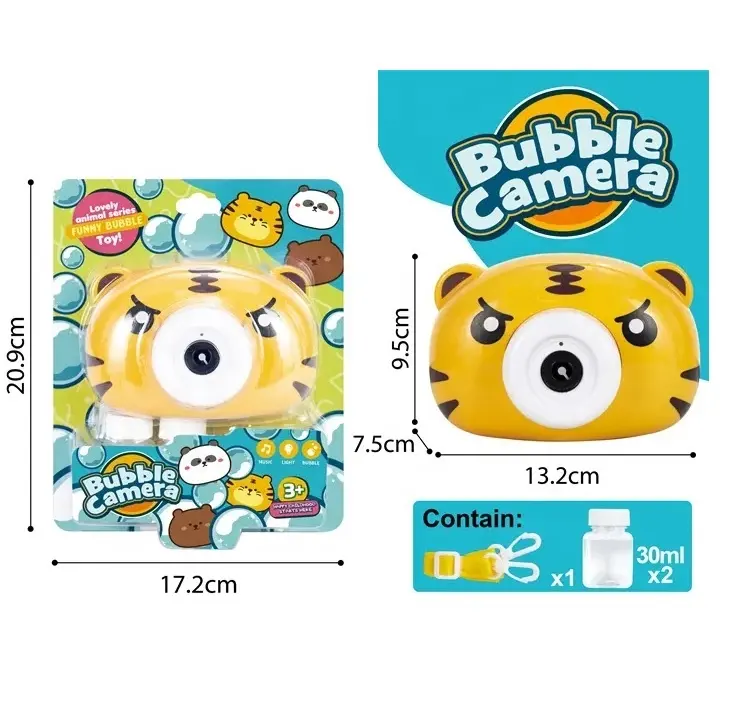 Crianças Kids Outdoor Cartoon Animal-shaped Bubble Camera Brinquedos Plastic Bubble Machine Com Bubble Water Backpack Strap