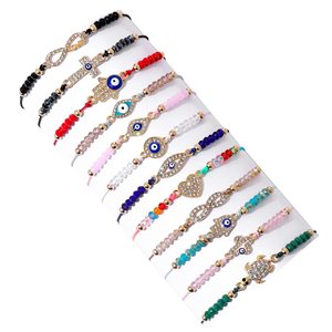 12 pz/set perle di cristallo di cristallo bracciale in lega di diamanti Charm <span class=keywords><strong>occhi</strong></span> azzurri intrecciati gioielli donne - Product Image 3
