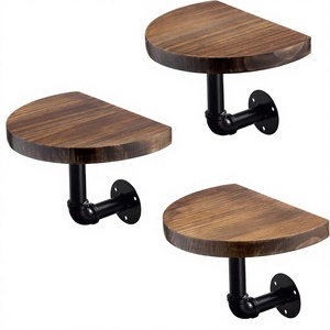 Étagère industrielle <span class=keywords><strong>Navaris</strong></span> en tuyau d'acier, petites étagères arrondies, supports d'étagère, 79" x 59", étagère murale, taille S, brun foncé - Product Image 1
