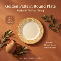 Assiettes de Présentation Rondes de Luxe Dorées OEM ODM 10 Pouces en Mélamine Incassable Style Vintage pour Mariages, Banquets et Réceptions
