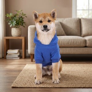 Blue Cotton Dog Hoodie Pet Sweatshirt Solid Puppy Sweater Fall Wear Matching <b>Clothes</b> - Product Image 3